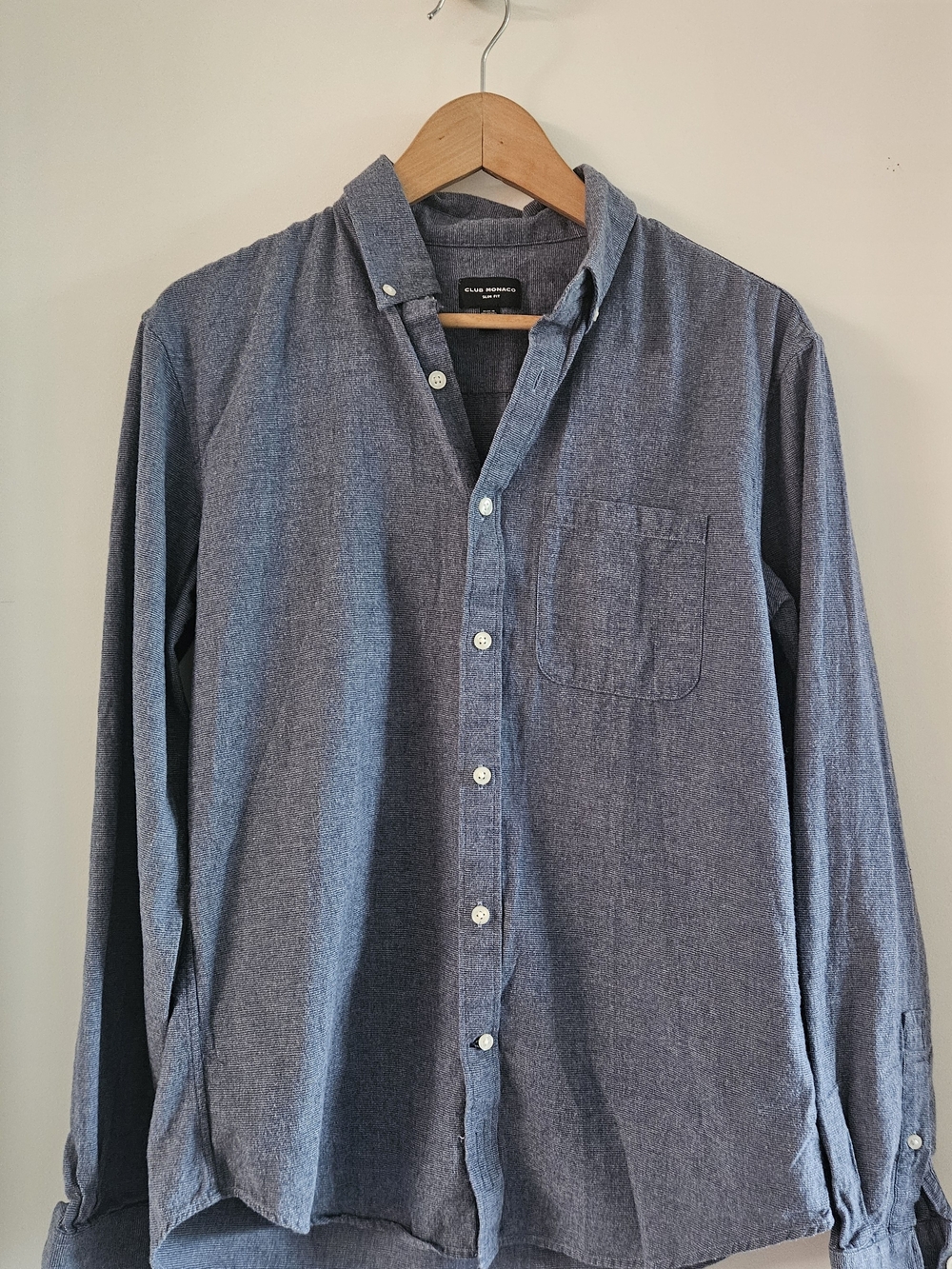 Club Monaco Denim-Style Blue Button-Down Shirt